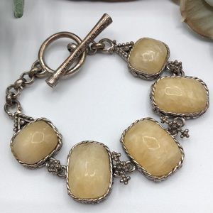 Lucky Brand Antique Inspired Pale Yellow Stone Toggle Clasp Bracelet